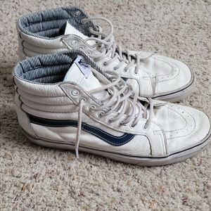 White leather vintage vans high tops classic